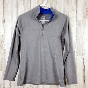 Danskin Now Quarter Zip Pullover Top Gray Small